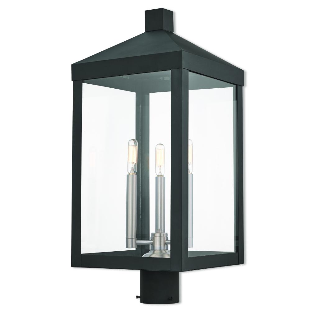 3 Lt BK Outdoor Post Top Lantern