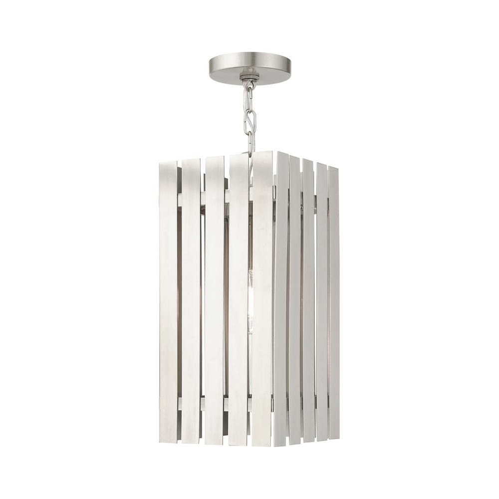 1 Lt Brushed Nickel Outdoor Pendant Lantern