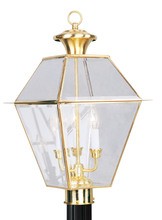 Livex Lighting 2384-02 - 3 Light PB Outdoor Post Lantern