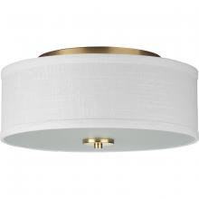 Progress P350130-012 - Inspire Collection Two-Light Satin Brass Summer Linen Shade New Traditional Flush Mount Light