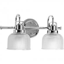 Progress P2991-15 - Archie Collection Two-Light Polished Chrome Clear Double Prismatic Glass Coastal Bath Vanity Light