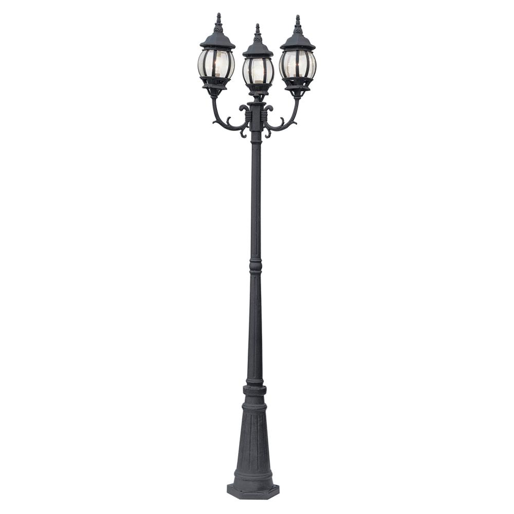 Parkway 91.5-In. 3-Light, 3-Lantern Heads Complete Outdoor Pole Light Set