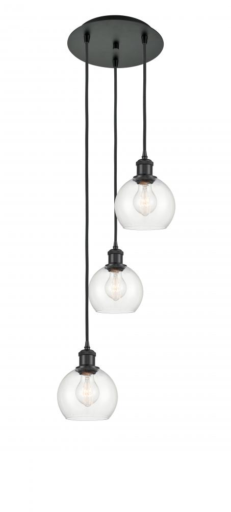 Athens - 3 Light - 12 inch - Matte Black - Cord Hung - Multi Pendant