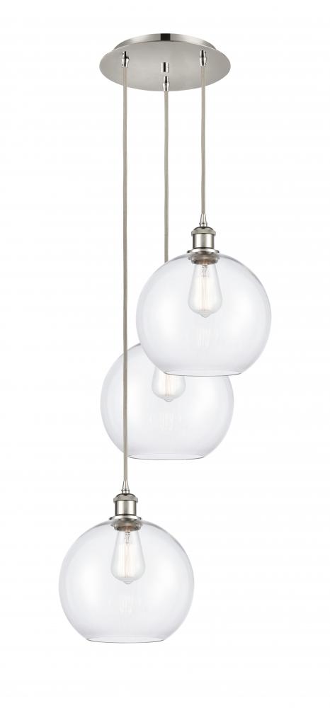 Athens - 3 Light - 17 inch - Polished Nickel - Cord Hung - Multi Pendant