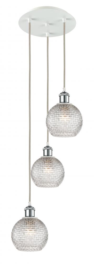 Athens - 3 Light - 12 inch - White Polished Chrome - Cord Hung - Multi Pendant