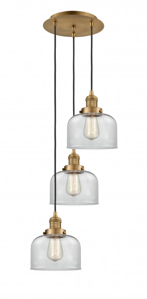 Cone - 3 Light - 14 inch - Brushed Brass - Cord hung - Multi Pendant