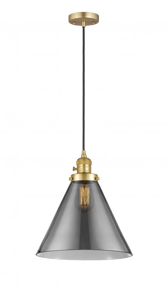 Cone - 1 Light - 12 inch - Satin Gold - Cord hung - Mini Pendant