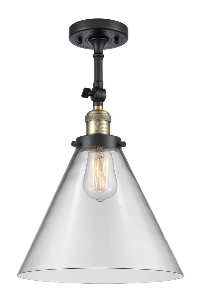 Cone - 1 Light - 12 inch - Black Antique Brass - Adjustable Semi-Flush Mount