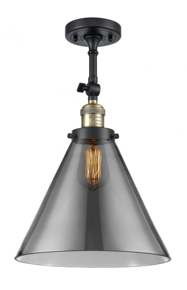 Cone - 1 Light - 12 inch - Black Antique Brass - Adjustable Semi-Flush Mount