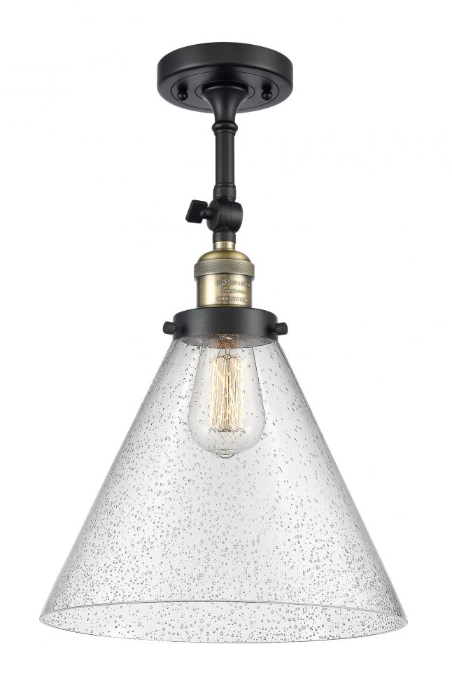 Cone - 1 Light - 12 inch - Black Antique Brass - Adjustable Semi-Flush Mount