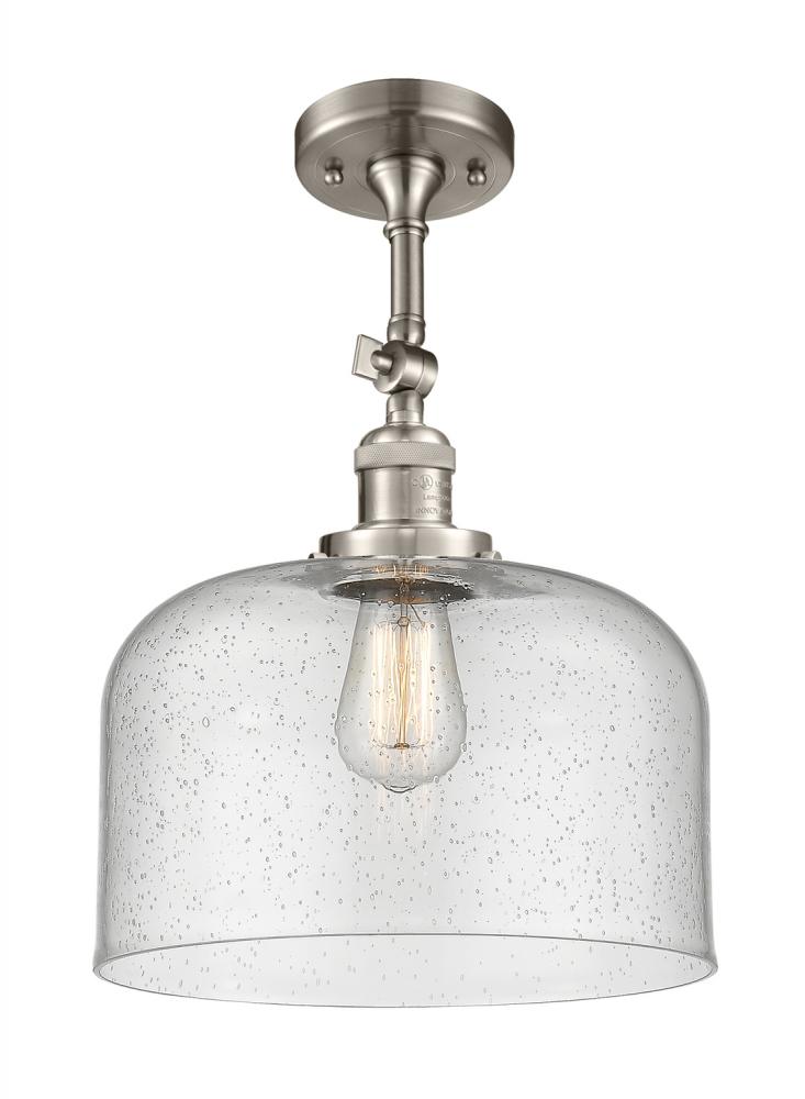 Bell - 1 Light - 12 inch - Brushed Satin Nickel - Adjustable Semi-Flush Mount