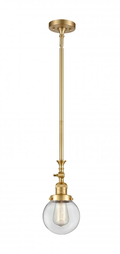 Beacon - 1 Light - 6 inch - Satin Gold - Stem Hung - Adjustable Mini Pendant