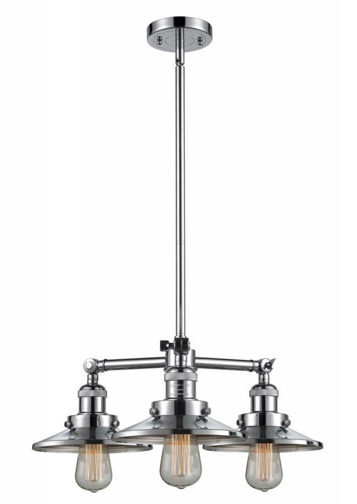 Railroad - 3 Light - 19 inch - Polished Chrome - Stem Hung - Chandelier