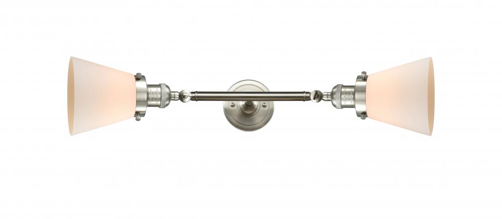 Cone - 2 Light - 6 inch - Brushed Satin Nickel - Adjustable Bath Vanity Light
