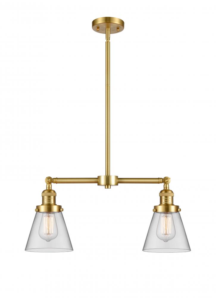 Cone - 2 Light - 21 inch - Satin Gold - Stem Hung - Island Light