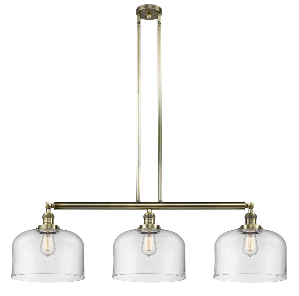 Bell - 3 Light - 42 inch - Antique Brass - Stem Hung - Adjustable Island Light