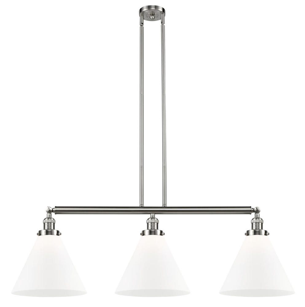 Cone - 3 Light - 44 inch - Brushed Satin Nickel - Stem Hung - Adjustable Island Light