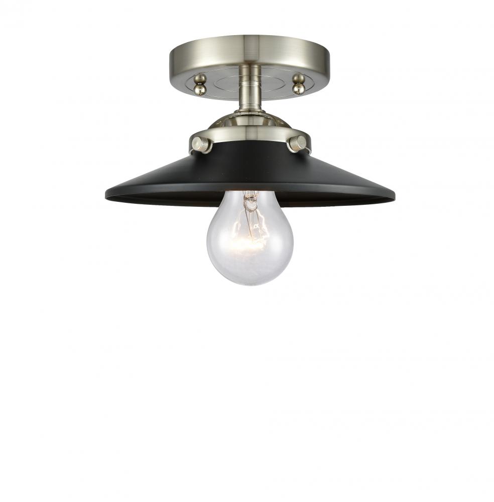 Railroad - 1 Light - 8 inch - Brushed Satin Nickel - Semi-Flush Mount