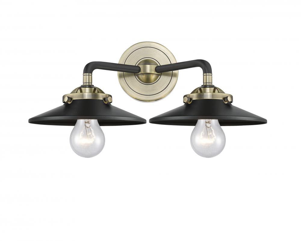 Railroad - 2 Light - 16 inch - Black Antique Brass - Bath Vanity Light