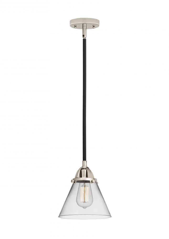 Cone - 1 Light - 8 inch - Black Polished Nickel - Cord hung - Mini Pendant