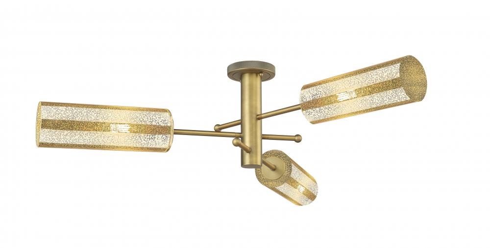 Crown Point - 3 Light - 34 inch - Brushed Brass - Flush Mount