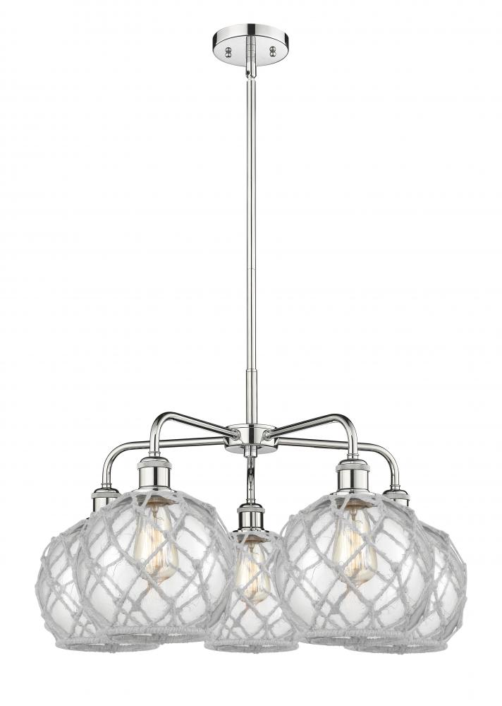 Farmhouse Rope - 5 Light - 27 inch - Polished Chrome - Stem hung - Chandelier
