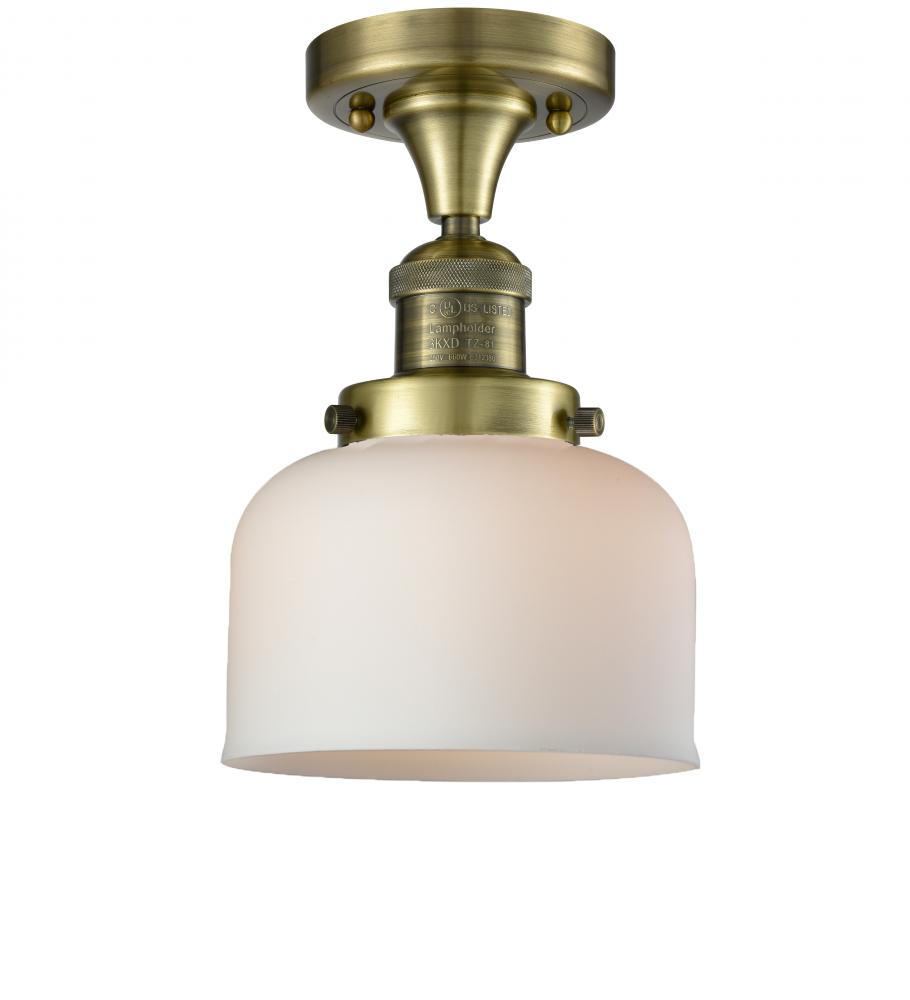 Bell - 1 Light - 8 inch - Antique Brass - Semi-Flush Mount