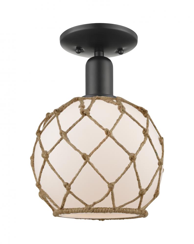 Farmhouse Rope - 1 Light - 8 inch - Matte Black - Semi-Flush Mount