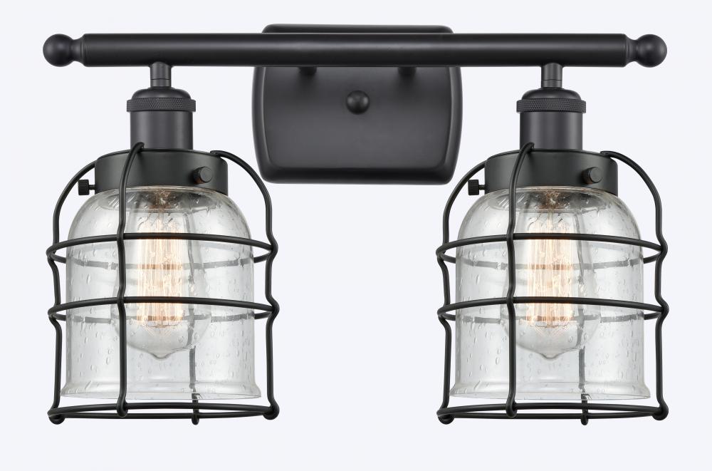 Bell Cage - 2 Light - 16 inch - Matte Black - Bath Vanity Light