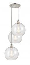 Innovations Lighting 113B-3P-PN-G124-12 - Athens - 3 Light - 18 inch - Polished Nickel - Cord Hung - Multi Pendant