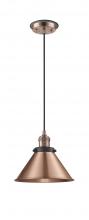 Innovations Lighting 201CBP-ACBK-M10-AC - Briarcliff - 1 Light - 10 inch - Antique Copper - Cord hung - Mini Pendant