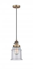 Innovations Lighting 201CSW-BB-G184 - Canton - 1 Light - 6 inch - Brushed Brass - Cord hung - Mini Pendant