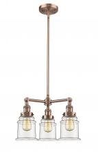 Innovations Lighting 207-AC-G182-LED - Canton - 3 Light - 18 inch - Antique Copper - Stem Hung - Chandelier