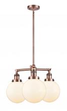 Innovations Lighting 207-AC-G201-8 - Beacon - 3 Light - 22 inch - Antique Copper - Stem Hung - Chandelier