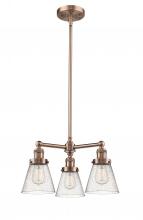 Innovations Lighting 207-AC-G64-LED - Cone - 3 Light - 19 inch - Antique Copper - Stem Hung - Chandelier