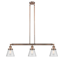 Innovations Lighting 213-AC-G64-LED - Cone - 3 Light - 39 inch - Antique Copper - Stem Hung - Adjustable Island Light