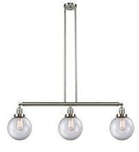 Innovations Lighting 213-SN-G202-8 - Beacon - 3 Light - 41 inch - Brushed Satin Nickel - Stem Hung - Adjustable Island Light