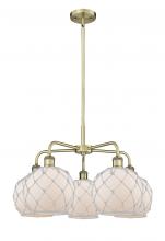 Innovations Lighting 516-5CR-AB-G121-8RW - Farmhouse Rope - 5 Light - 27 inch - Antique Brass - Stem hung - Chandelier