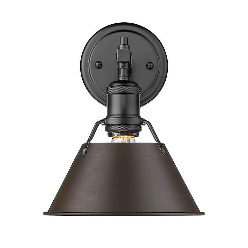 Orwell 1-Light Bath Vanity in Matte Black with Rubbed Bronze