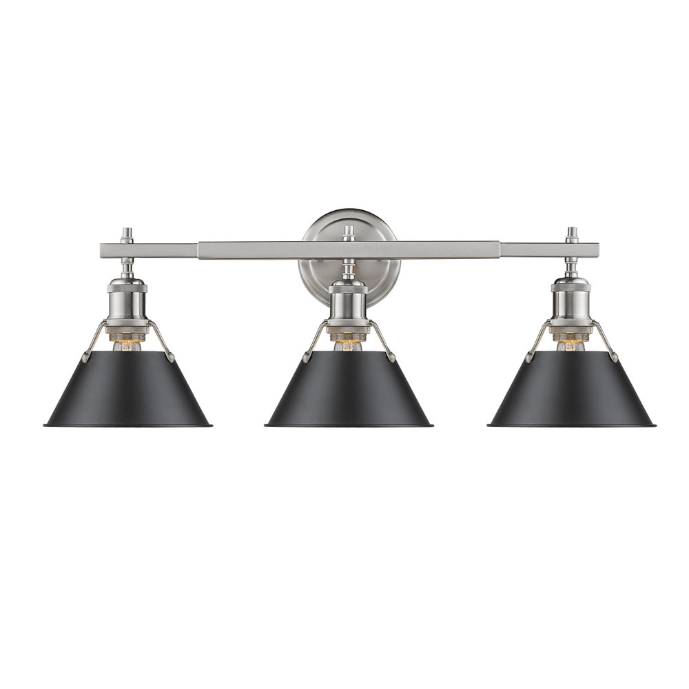 Orwell 3-Light Vanity Light in Pewter with Matte Black