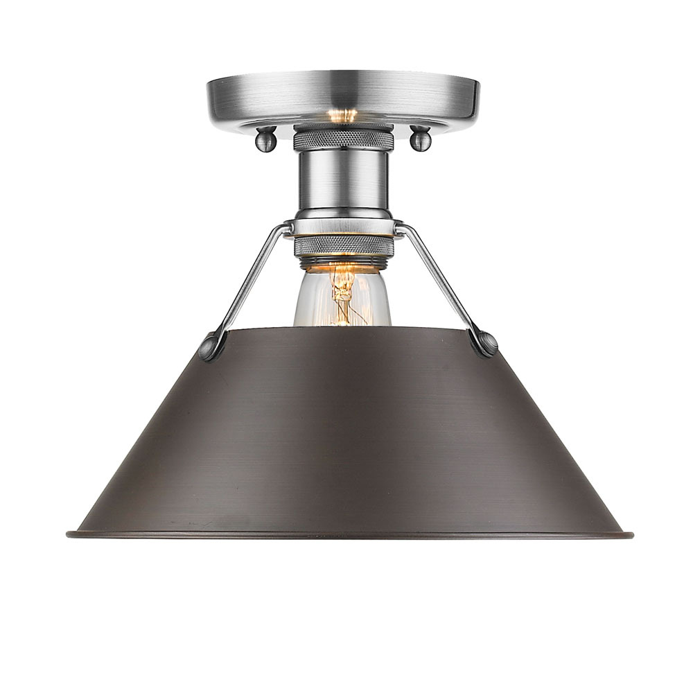 Orwell 1-Light Flush Mount in Pewter with Rubbed Bronze