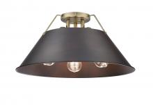 Golden 3306-3FM AB-RBZ - Orwell 3-Light Flush Mount in Aged Brass with Rubbed Bronze