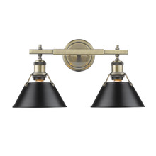 Golden 3306-BA2 AB-BLK - Orwell 2-Light Vanity Light in Aged Brass with Matte Black