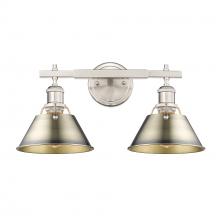 Golden 3306-BA2 PW-AB - Orwell 2-Light Vanity Light in Pewter with Aged Brass