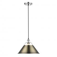 Golden 3306-L CH-AB - Orwell 14" Wide Large Pendant in Chrome with Aged Brass