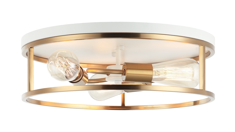 Clarke White + Aged Gold Brass Flush Mounts
