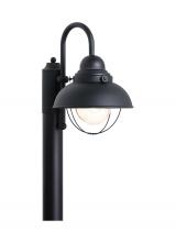 Generation Lighting 8269-12 - Sebring transitional 1-light outdoor exterior post lantern in black finish with clear seeded glass d