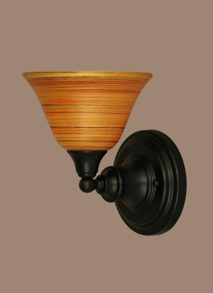 One Light Firré Saturn Glass Matte Black Wall Light